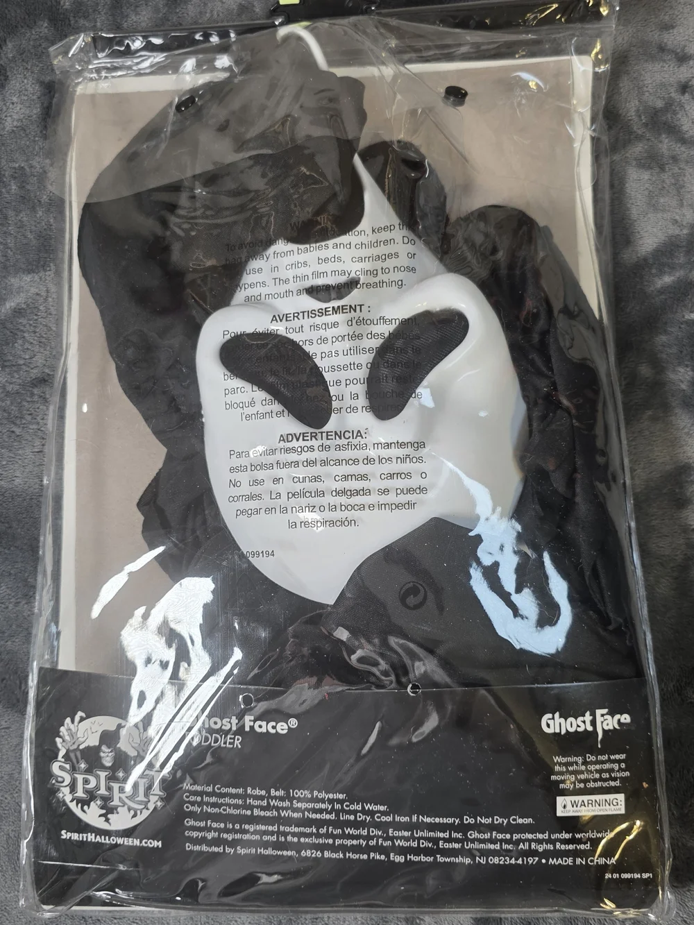 Spirit Ghost Face Toddler Costume in Black and White - Picture 5 of 8